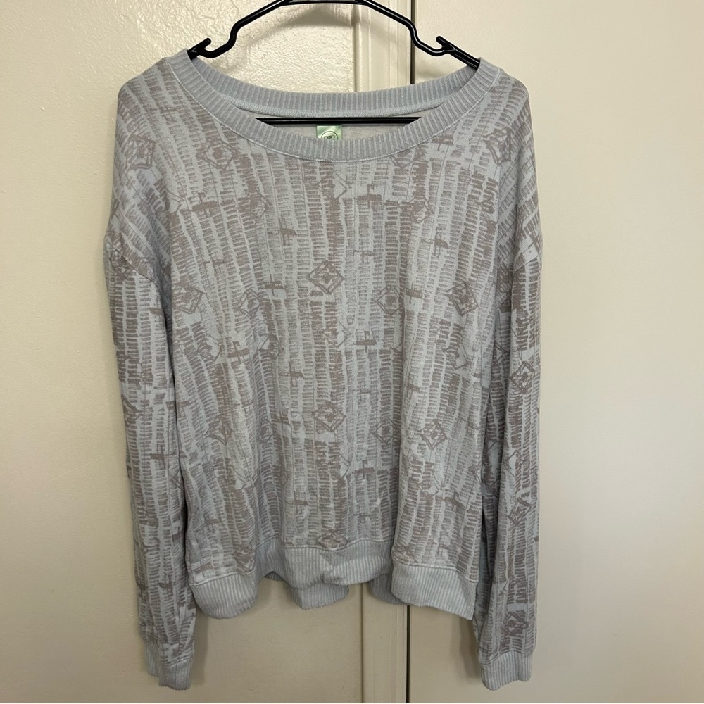 Honeydew Intimates XL Light Blue Geo Print Pajama Top Super Soft Long Sleeve